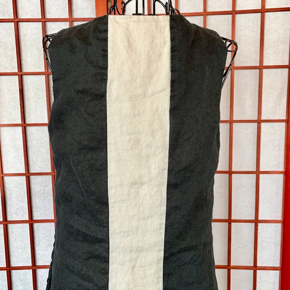 Kenar Block Color Sleeveless Linen Shift Midi - Picture 4 of 6
